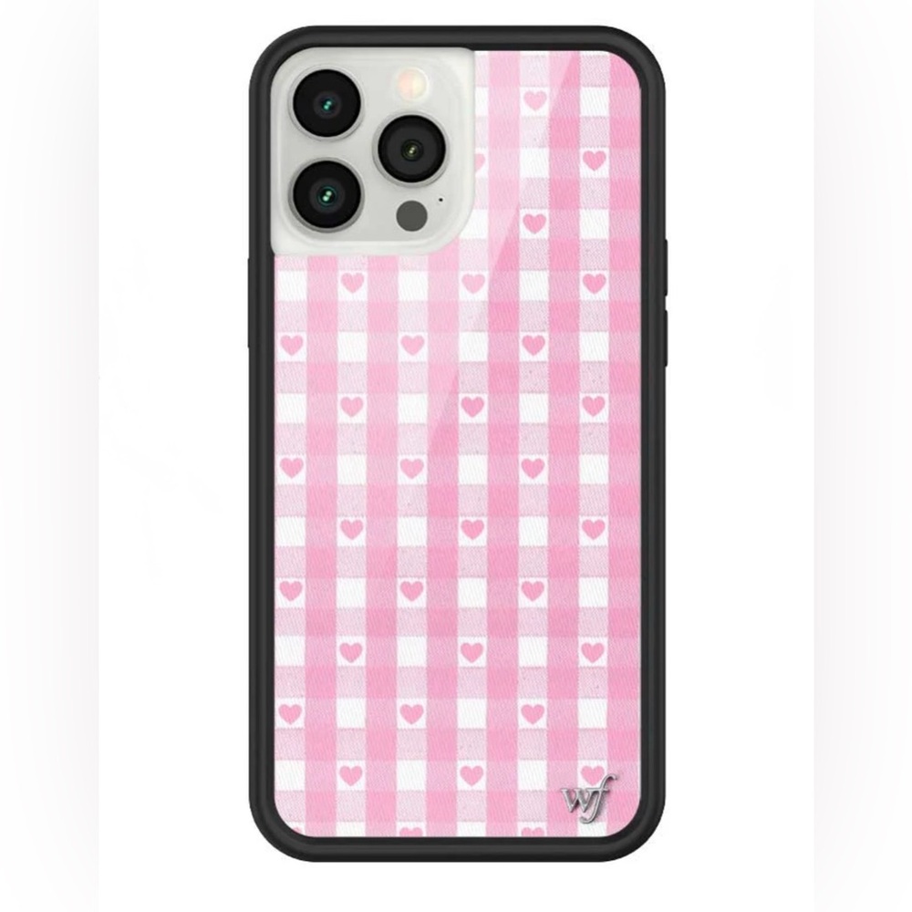 Brand new NWT wildflower 13 pro max iPhone case pink heart gingham sold out